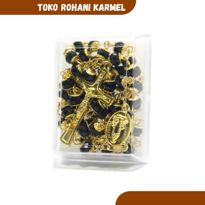 ROSARIO CEKO HITAM CANGKANG EMAS / ROSARIO KATOLIK / KALUNG ROSARIO CEKO / KONTAS / KALUNG PRIA