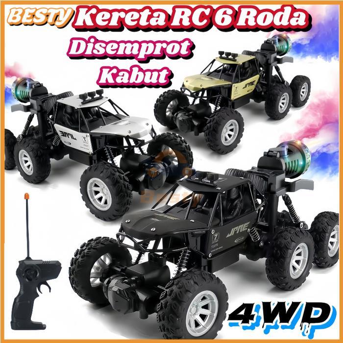 BESTY Mainan Mobil Remote Control Off-Road 6 Roda Spray Alloy Material Remote Kontrol Car