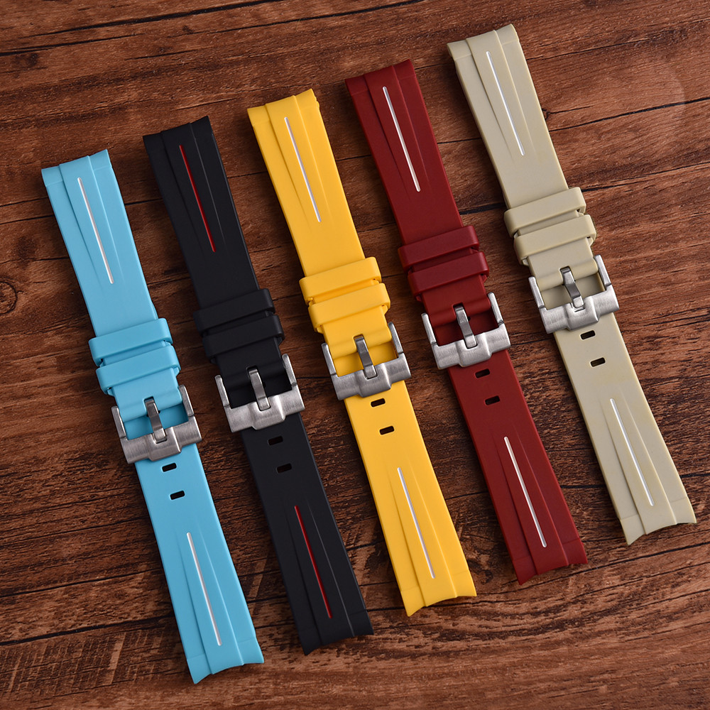 STAPELP Curved End Rubber Watch Strap 20mm Suitable For Omega X S-watch Joint Moon Watchbandswatch