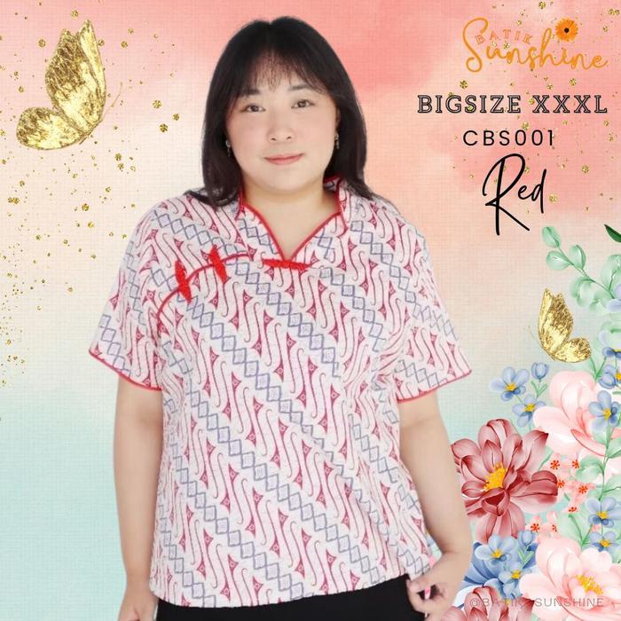Baju/Blouse Cheongsam Batik Blouse Cheongsam Batik Wanita Ukuran Jumbo XXXL Model Kancing Shanghai W