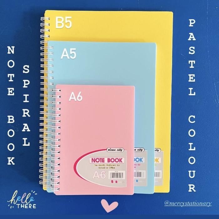 NOTE BOOK A5 DAN B5 SPIRAL COVER PLASTIK TEBAL NOTEBOOK SPIRAL B5 BUKU PASTEL COLOR