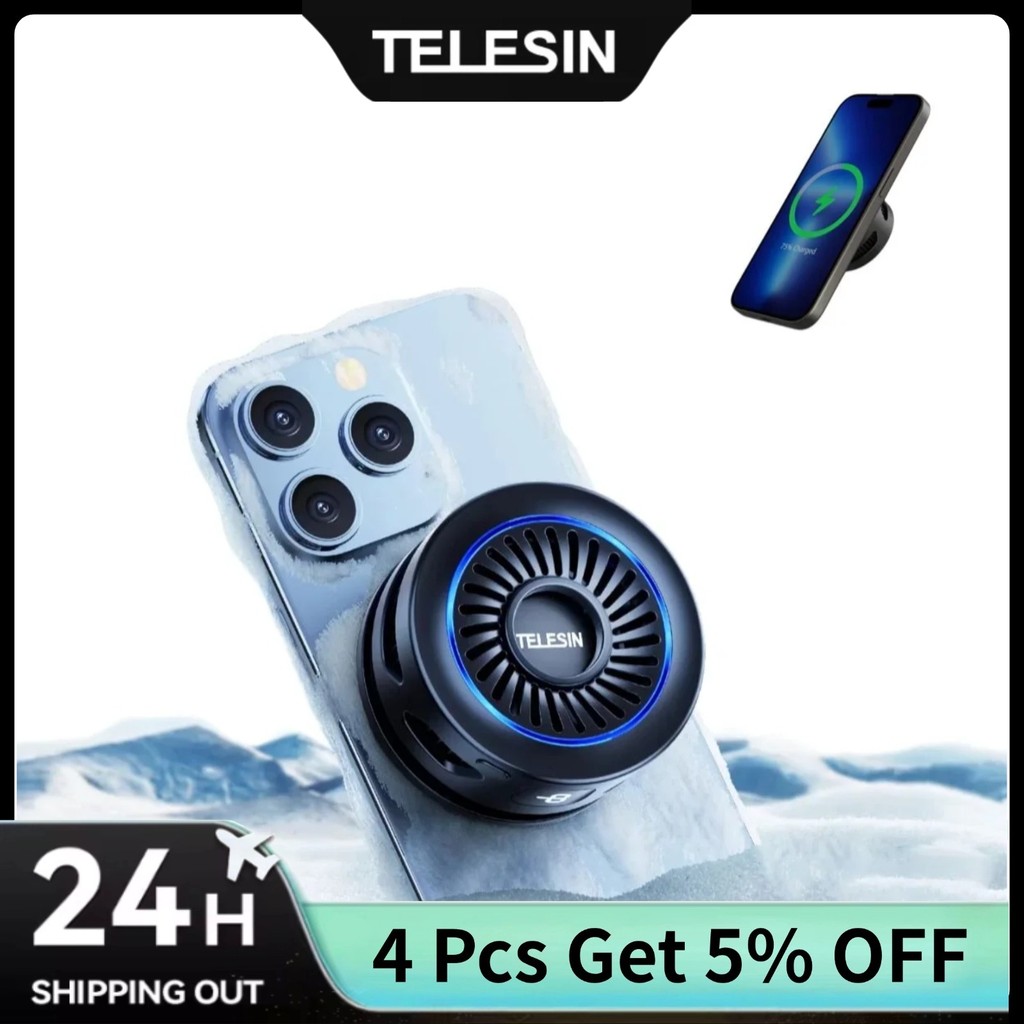 TELESIN Magnetic Wireless Charger & Cooling Fan for Mobile Phone iPhone 16 Pro Max 15 14 13 Android