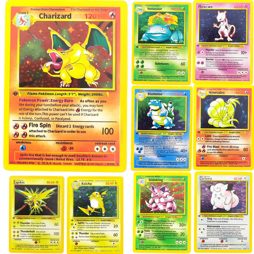 1999 POKEMON English GAME 1ST EDITION Charizard Blastoise Venusaur Holo Anime Game Collection Card