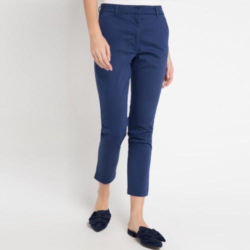 GEELA Basic Long Celana Panjang Wanita Katun Warna Navy Blue Ukuran S Long Pants Navy - Celana Panja