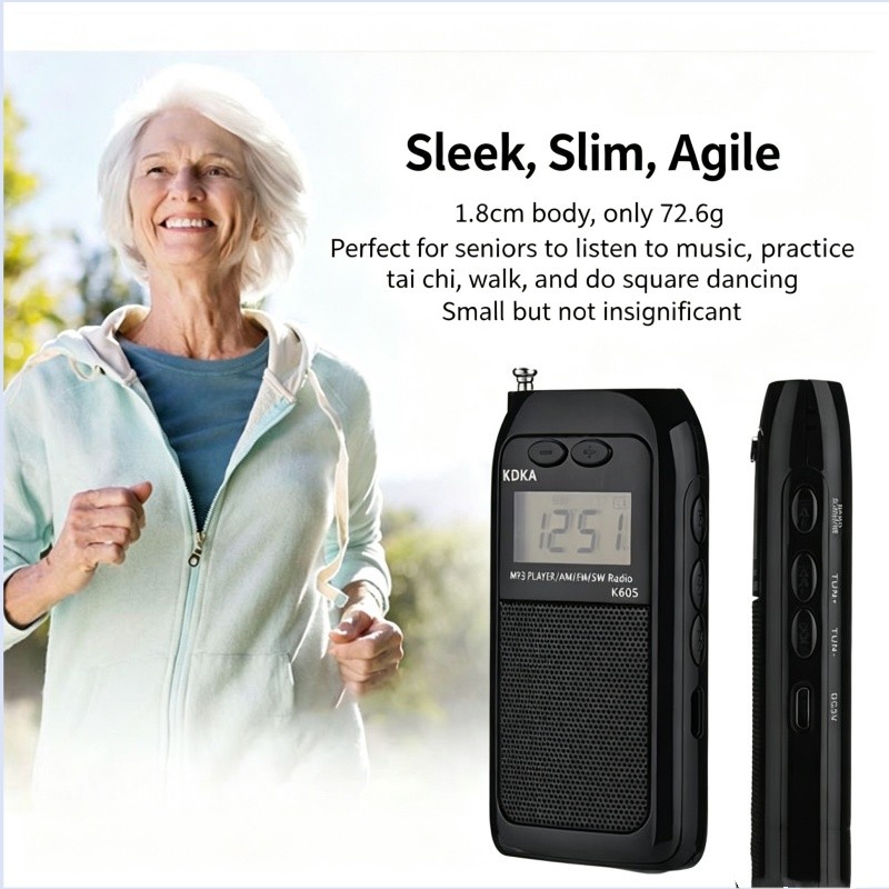 Portable Mini FM AM Shortwave Radio LCD Digital Receiver with Stereo Speaker TF Card MP3 Player for