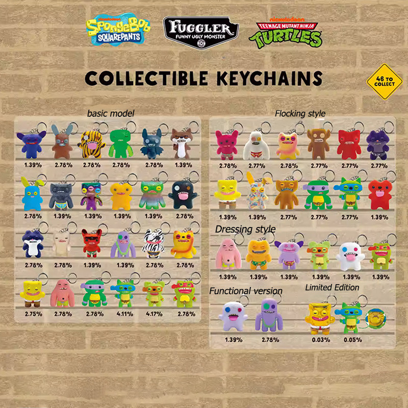 Original Fuggler Keychain Blind Box 2 Funny Ugly Tooth Monsters Fugglers Keychain Random Figurine