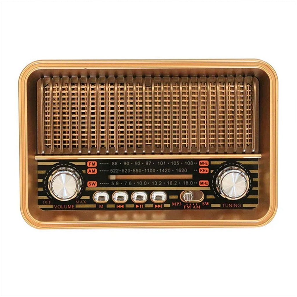 Superb- Portable FM AM SW Radio Vintage Radio Wireless Bluetooth Speaker with LED Flashlight Support