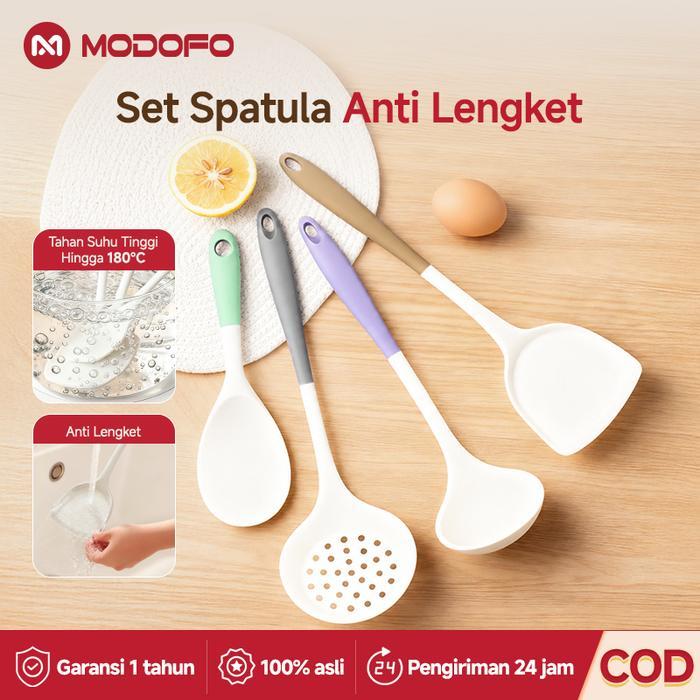 Roschel - Spatula Anti Lengket Tahan Panas Set Isi 4 Spatula Silikon Tahan Panas 1Set Spatula Mpasi