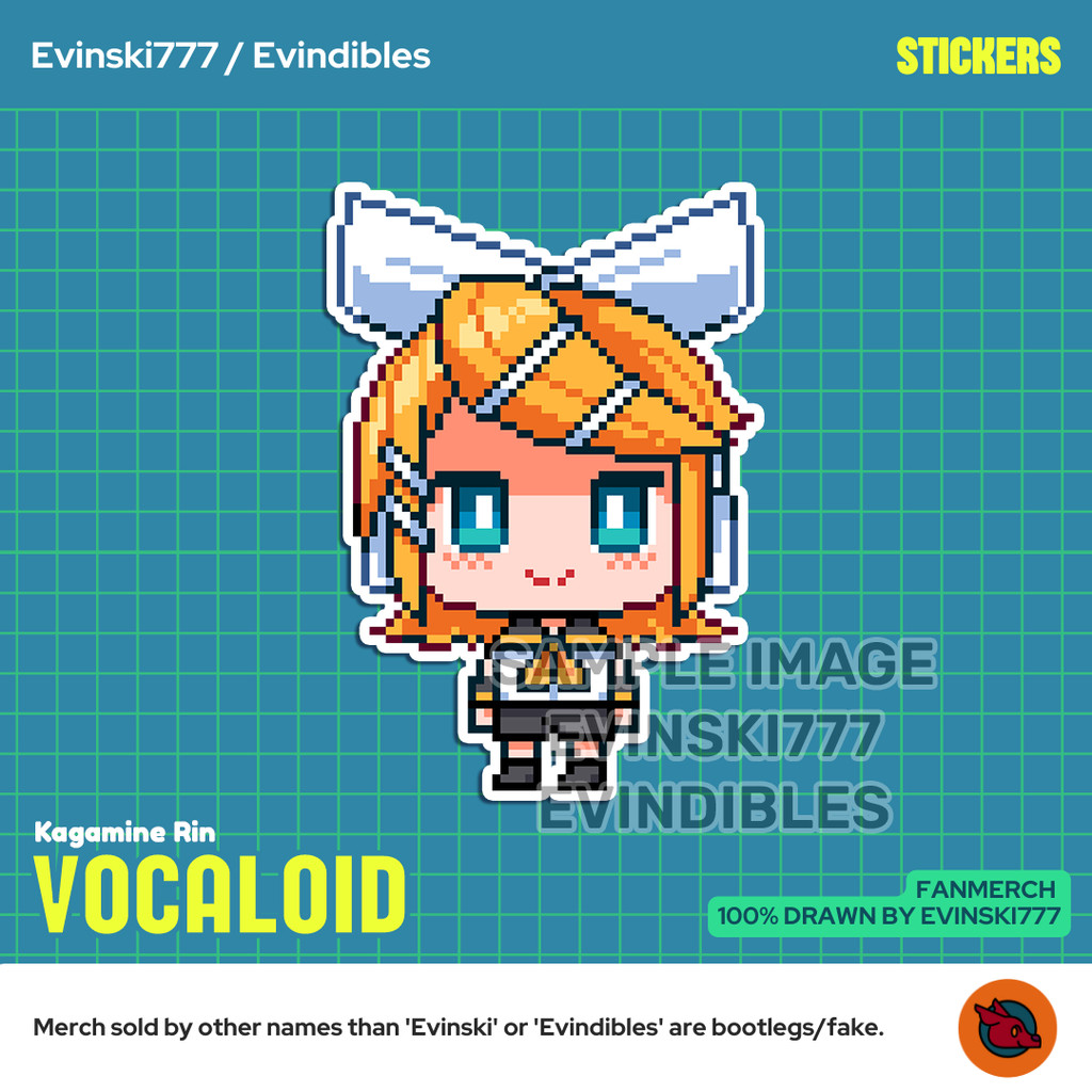 Stiker Sticker - Kagamine Rin - Anime Manga Vocaloid Utau Project Sekai