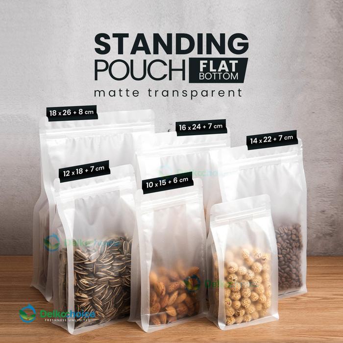STANDING POUCH FLAT BOTTOM ZIPLOCK TRANSPARANT BURAM