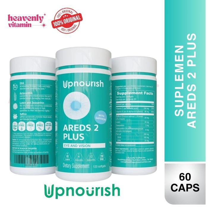 Upnourish Areds 2 Plus For Eye 120 Softgels Lutein Zeaxanthin Saffron