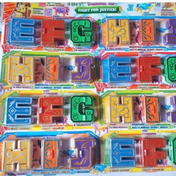 robot dinosaurus deformasi EFGHIJ / robot huruf / roobot angka / mainan roobot