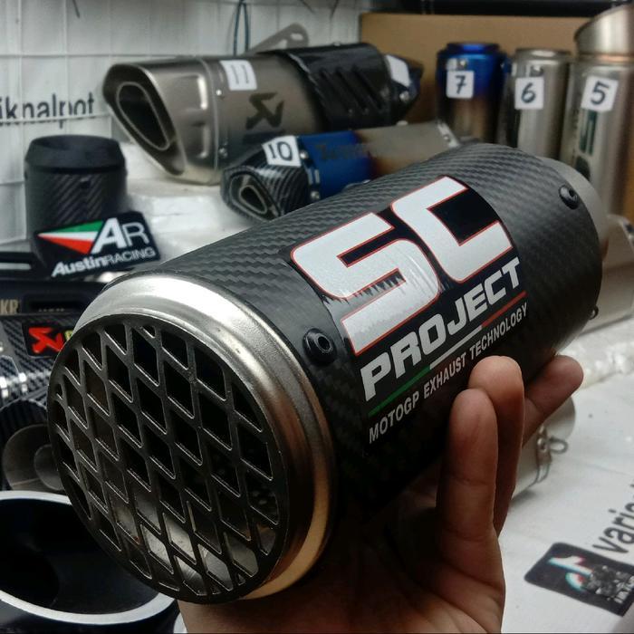 Knalpot Import Bahan Carbon Asli Inlet 60Mm Model Sc Project Crt Cbr400 Cbr600 R6 Er6 Gsx750 Dll