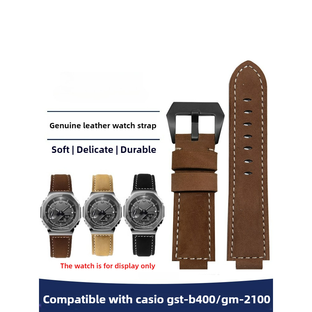Leather Watch Strap Suitable for Casio GM-2100/GA2100/GST-B400/-B200 Modified Watch Strap