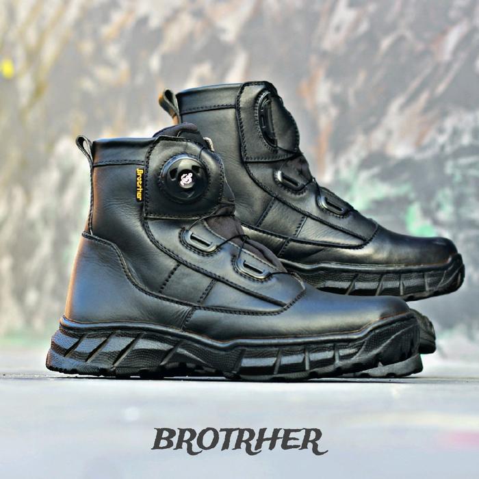 SEPATU PDL LANTAS TALI PUTAR FULL KULIT TINGGI 6 INCHI MERK BROTRHER Boots Shoes