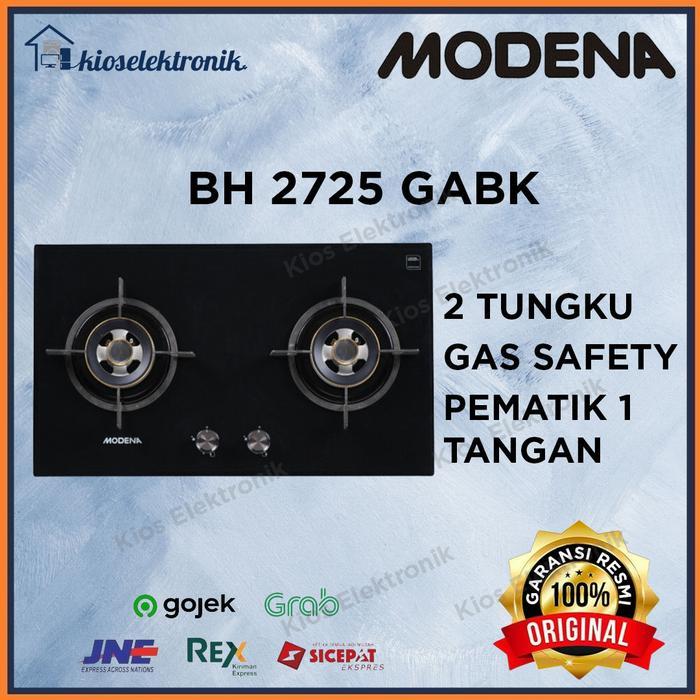 Modena BH-2725-GABK Kompor Gas Tanam 2 Tungku Hitam Kaca Tempered 73cm