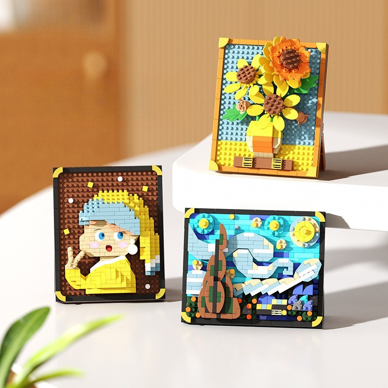 Hot-selling World-famous Painting Assembly Building Blocks Creative Pixel Oil Painting Frame