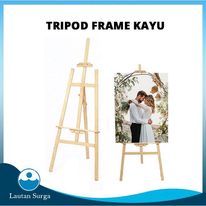 Premium Stand Tripod / Wooden Easel Tripod Kayu Stand Lukis, Bingkai Foto Original