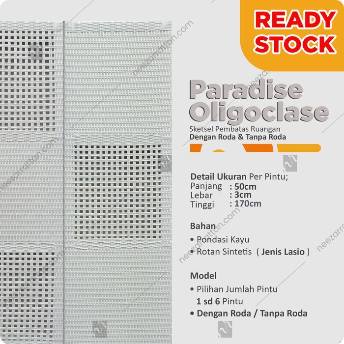 Sketsel Rotan Paradise Oligoclase No.23 Sekat / Penyekat Ruangan Minimalis Pembatas Pakai Roda