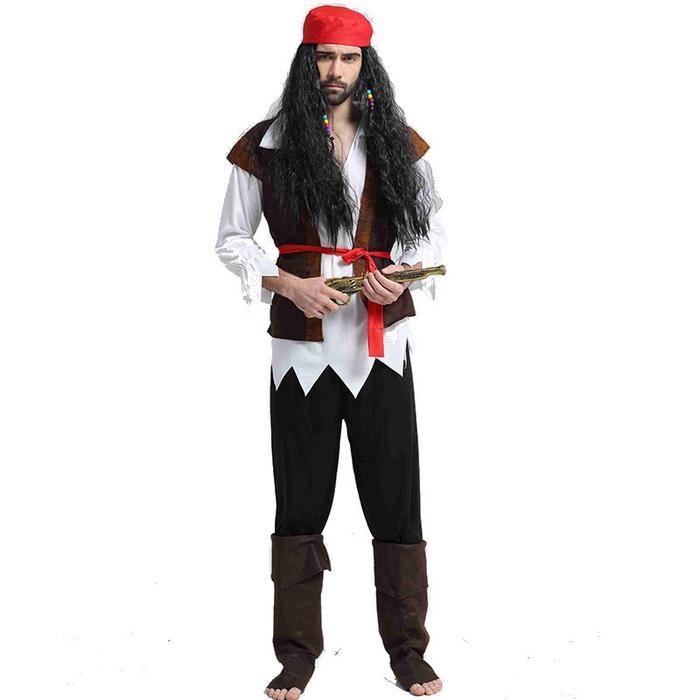 Mira- Jack Sparrow Pirates Of The Caribbean Costume Halloween Pirate Adult Kostum Bajak Laut Pria