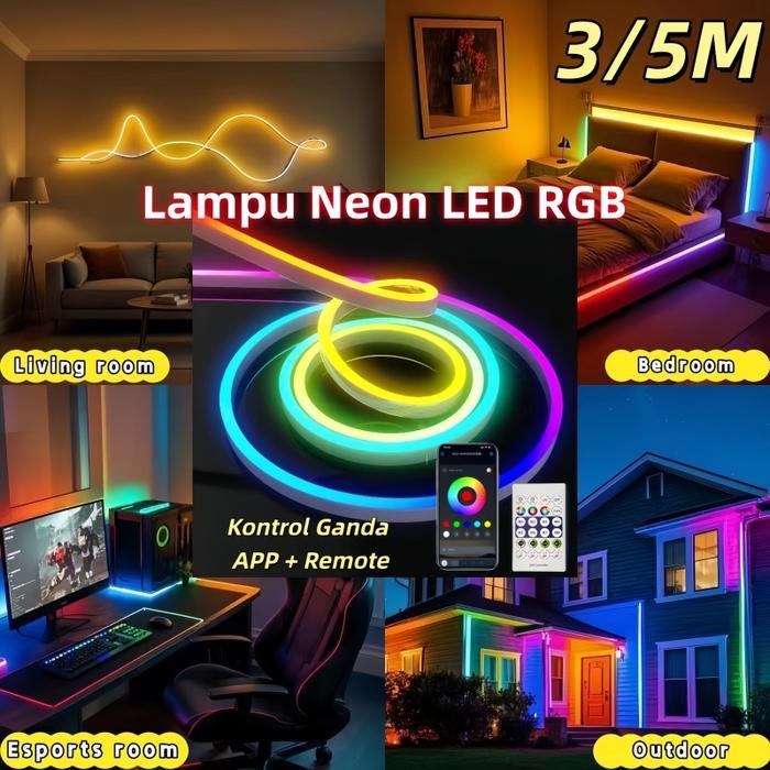 LAMPU NEON FLEX LED NEON FLEX RUNNING REMOTE LAMPU STRIP LED NEON SIGN SILIKON LEMBUT FLEXIBLE STRIP