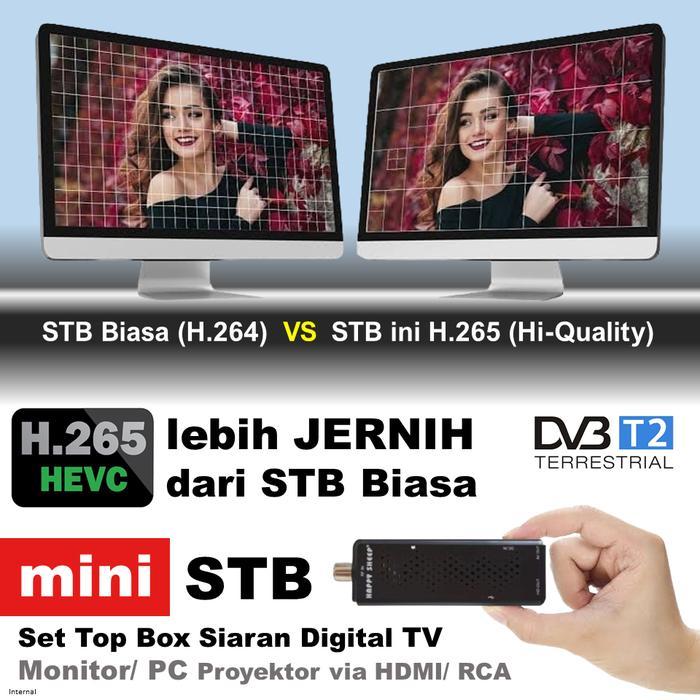 Mini Stb Hdmi Tv Dvb-T2 H265 Receiver Siaran Digital Monitor Proyektor Antena Kabel Antena Diskon