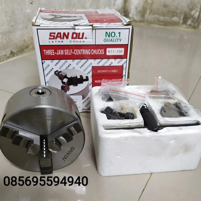 Chuck Bubut 4" 3 Jaw Claw Bubut 3 Jaw Catok Kepala Bubut 4 Inch