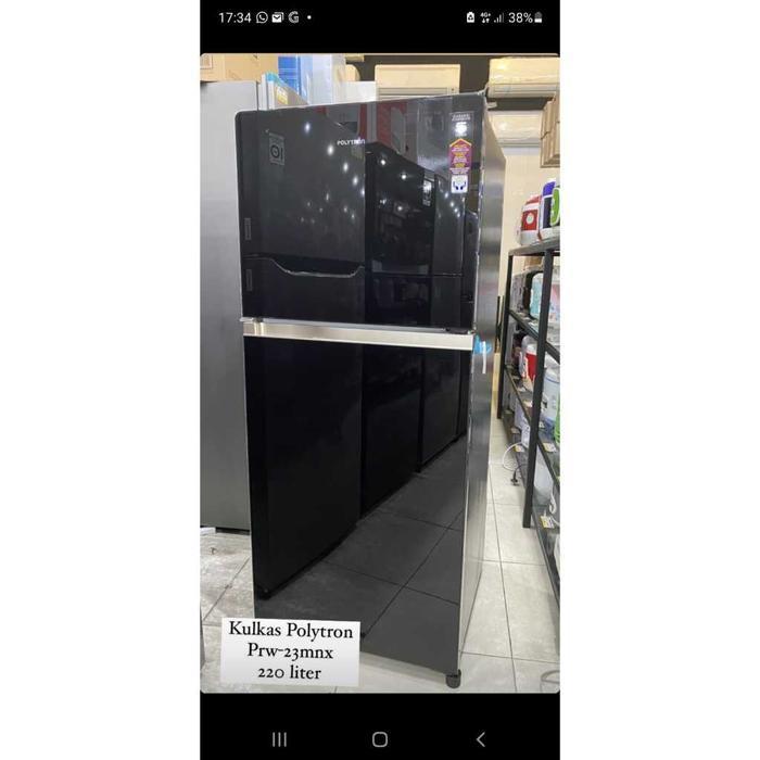 KULKAS 2 PINTU POLYTRON PRW-23MNX / R - Black Glass