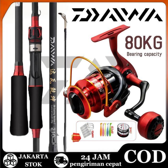 QUALITY DAIWA Set Alat Pancing Baru Joran Pancing Merah 165-270cm HA-1000-7000 Reel Spinning Logam
