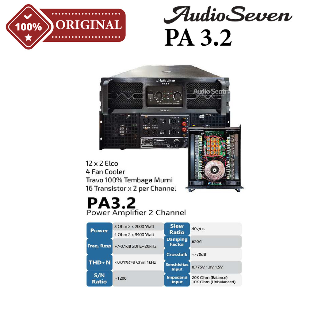 Power Amplifier 2 Channel AUDIO SEVEN PA 3.2 | PA3.2 | PA 3 2 Original