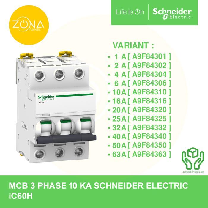 MCB SCHNEIDER 3 PHASE iC60H 10KA 3P 6A 10A 16A 20A 25A 32A 40A 50A 63A