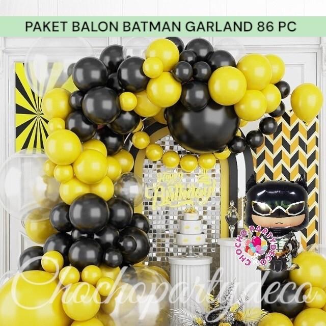 Paket Balon BATMAN GARLAND 86 PC / Dekorasi Ulang Tahun Batman Begins