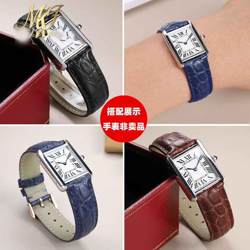 For Cartier Tank Key London Solo Crocodile Leather Watch band Men's Genuine Leather Women's watch