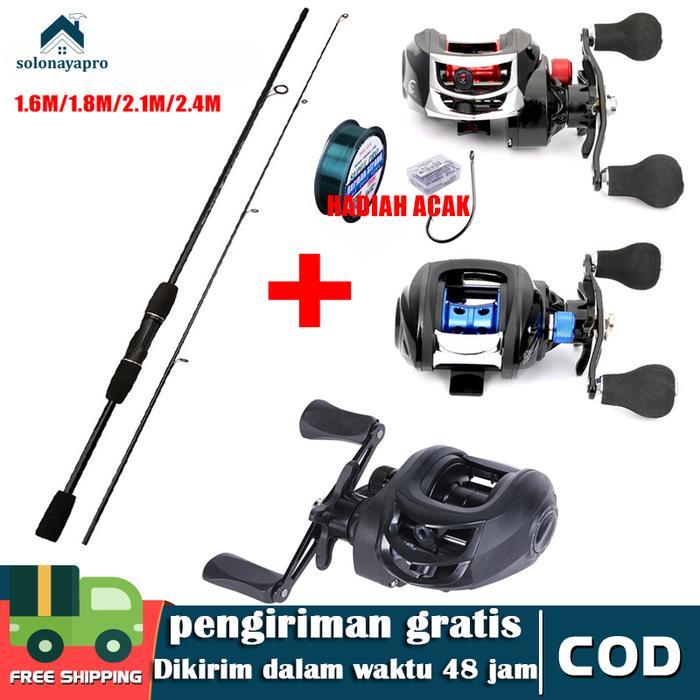 Maguro - Set Pancing Joran 1.8M 2.1M 2.4M Dan Gulungan Bc 6.5:1 Dengan Hadiah Kail Umpan Memancing