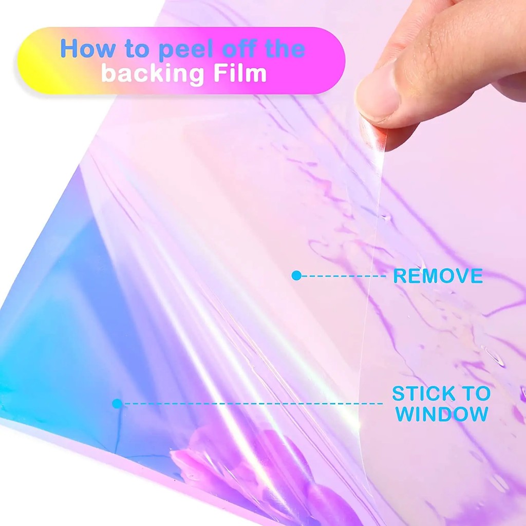 Holographic Clear Window Film Iridescent Window Dichroic Film Decorative Glass Sticker Self-Adhesive