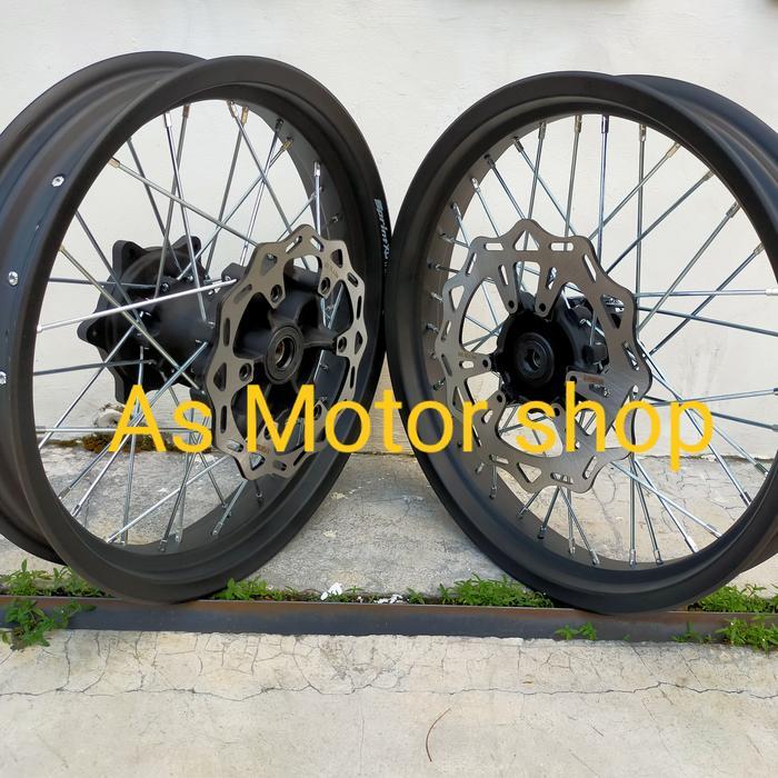 VELG SET SUPER MOTO TAPAK LEBAR RING 17 WR155 TROMOL SET FREE CAKRAM