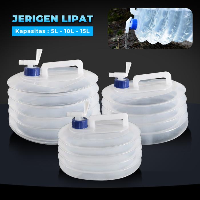 Jirigen Air Lipat Dengan Kran Kapasitas 5L-15L Handle Nyaman Jirigen Air Portabel Berkualitas