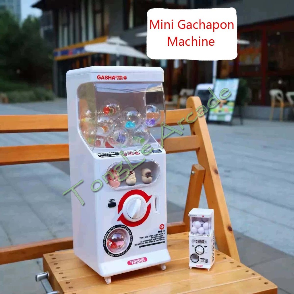 Mini Gachapon Machine, Arcade Gum Capsule Toy Candy Vending Machine Sliding Door Gachapon Machine