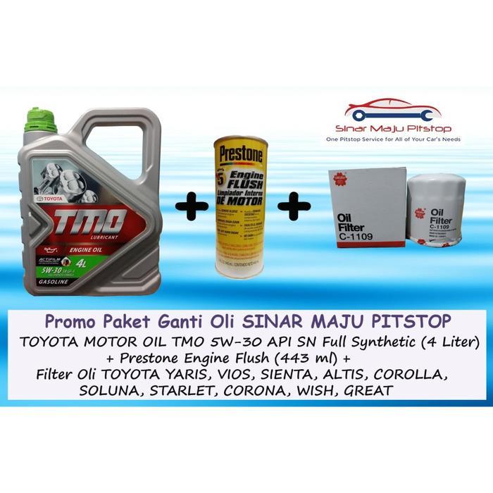 Paket Ganti Oli TOYOTA YARIS VIOS SIENTA ALTIS COROLLA SOLUNA - TMO 5W-30 API SN Original 4 Liter &