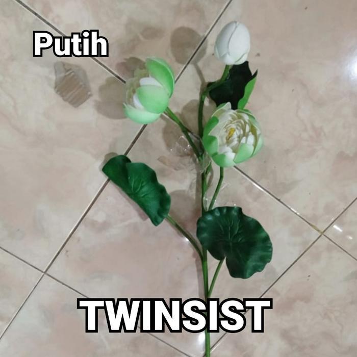 Bunga Teratai Plastik Artificial Palsu (BUNGA SAJA)/Bunga Hias Plastik - Putih