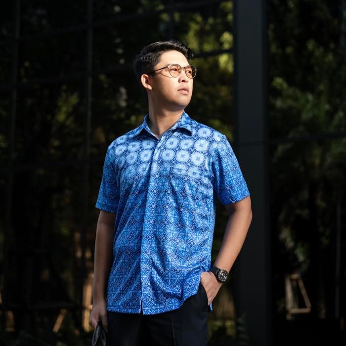 Batik Lengan Pendek Kemeja Batik Lengan Pendek - Magani Nosweat - Sapphire Nitik - XS Pendek - Magan