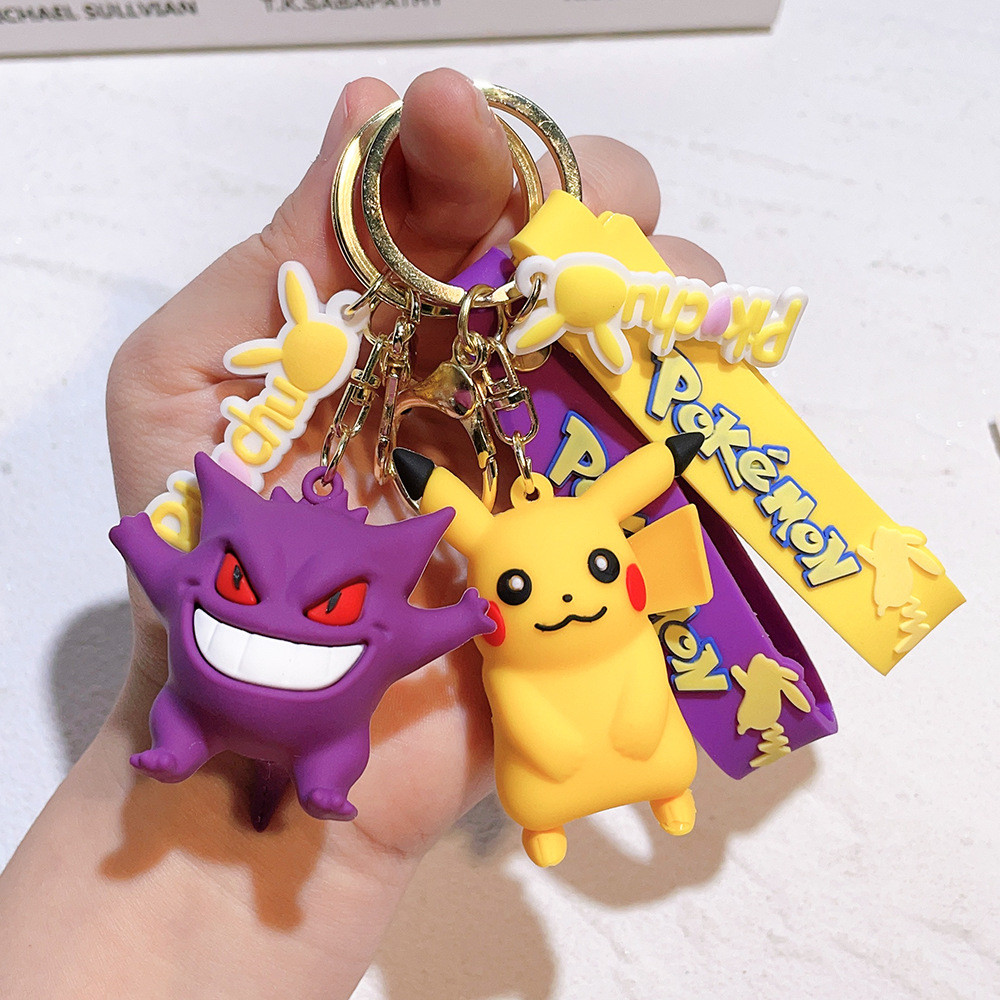 Pokemon Keychain Pikachu Anime Action Figure Toy Kawaii Psyduck Doll Keyring Cartoon Fashion