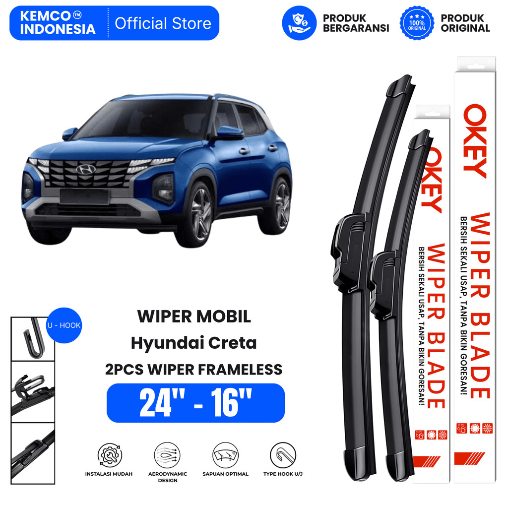 Wiper Hyundai Creta Frameless Kaca Depan Mobil