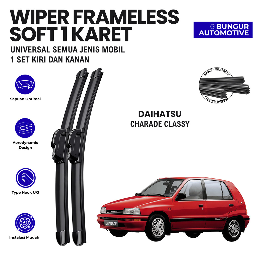 Wiper Daihatsu Charade Classy Frameless Kaca Depan Mobil