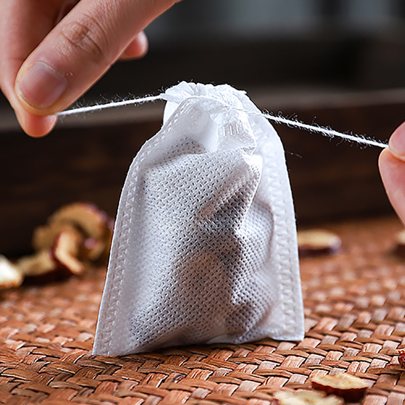 100Pcs Disposable Tea Bags Fill Tea Nylon Food Soup Spice Bag Fabric Tea Infuser Strainer Mesh