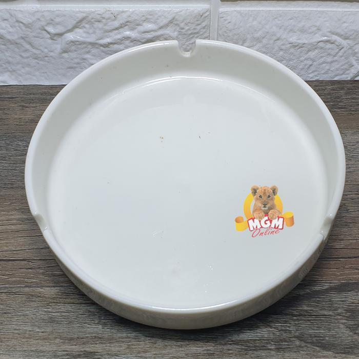 "New" Asbak keramik Bulat putih POLOS JUMBO 5inch asbak besar keramik 12.5cm