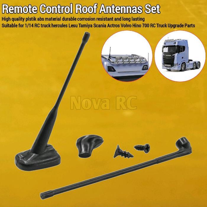 Simulasi antena atas kabin shell untuk RC Truck 1/14 scania Actros Volvo Man