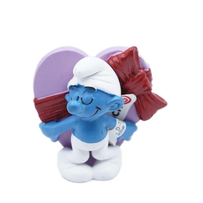 HOT SALE SCHLEICH SMURF 20747 VALENTINES DAY HEART SMURFS CARTOON VINTAGE ACTION FIGURE MAINAN
