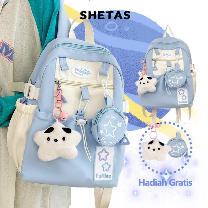 Elizabeth - Tas Sekolah Wanita Lucu Warna Biru , Pink& Kuning + Gratis Sampel Ransel Serut Kapasitas