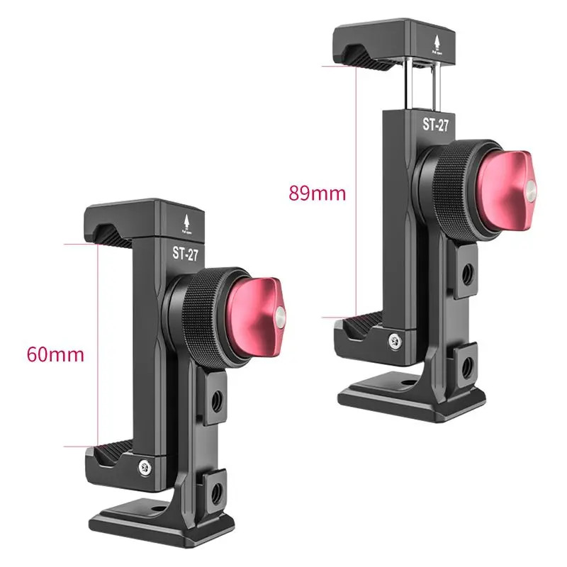 Ulanzi ST-27 Universal Metal Mobile Phone Clip With 1/4 Screw Cold Mount Flip Mirror For Bracket
